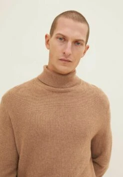 Tom Tailor Strukturierter Rollkragen - Trui - Havana Brown Melange -Tom Tailor 353cacccaf4d4b349a104e1449c38a95