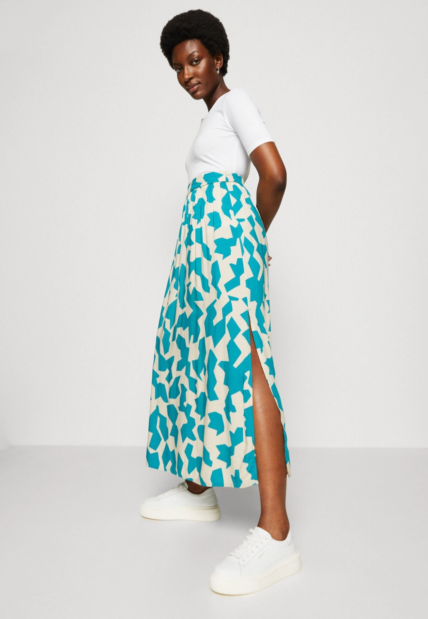Tom Tailor Maxi Skirt Printed - Maxirok - Petrol Big Abstract Design 4 Tom Tailor Maxi Skirt Printed - Maxirok - Petrol Big Abstract Design - Afbeelding 4
