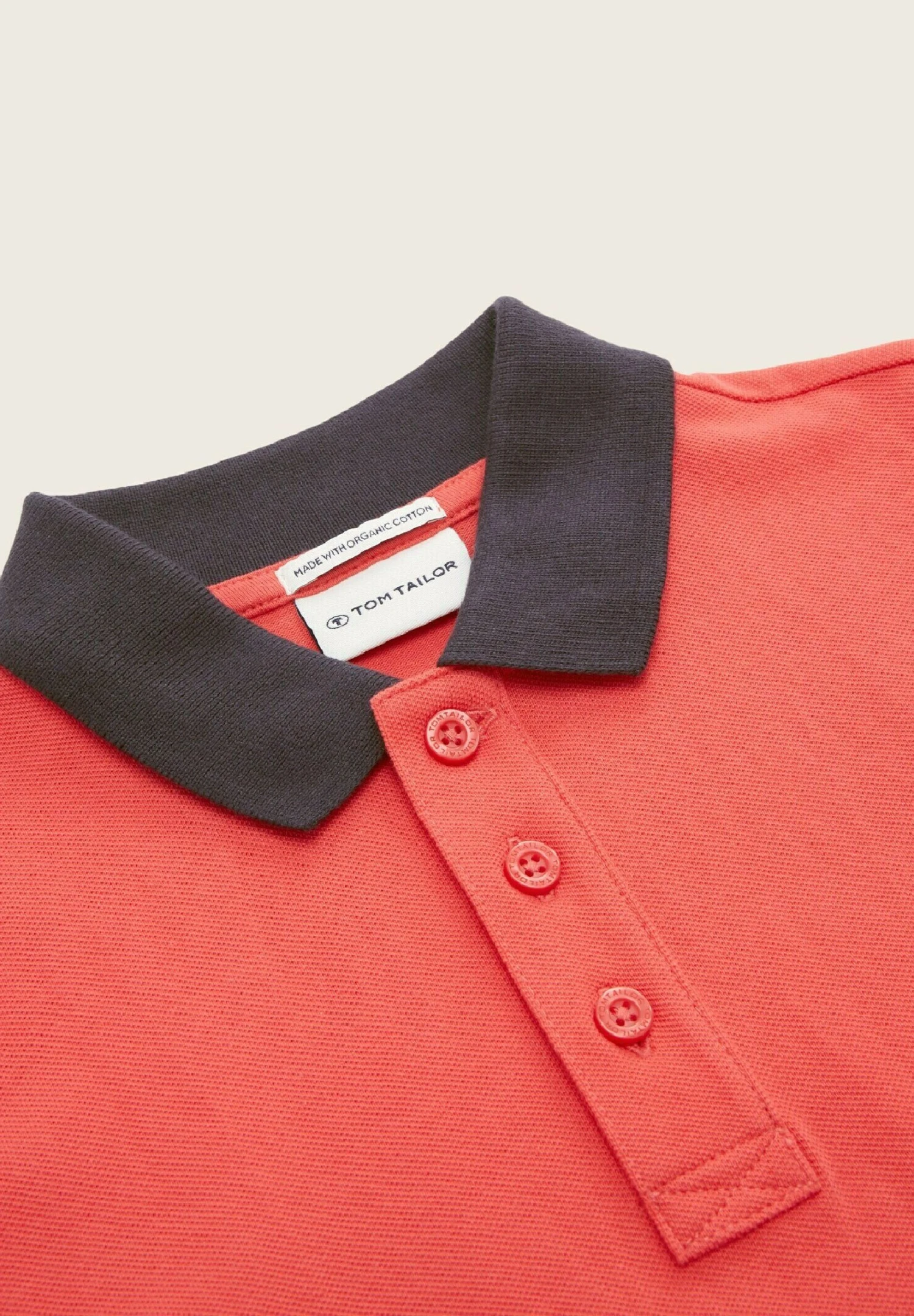 Tom Tailor Mit Colour Blocking - Poloshirt - Plain Red 3 Tom Tailor Mit Colour Blocking - Poloshirt - Plain Red - Afbeelding 3