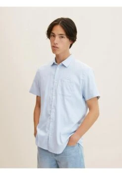 TOM TAILOR Denim Kurzarm - Overhemd - Light Blue White Structure