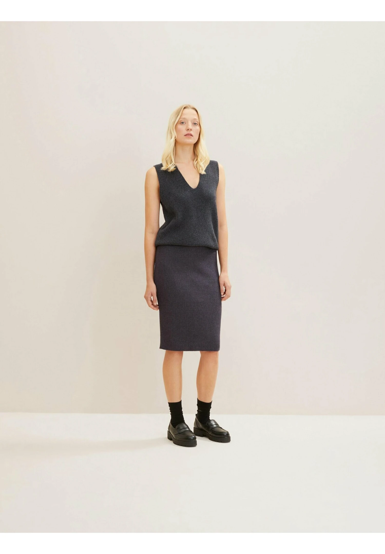 Tom Tailor Mit Rippstruktur - Kokerrok - Evident Anthracite Melange 2 Tom Tailor Mit Rippstruktur - Kokerrok - Evident Anthracite Melange - Afbeelding 2