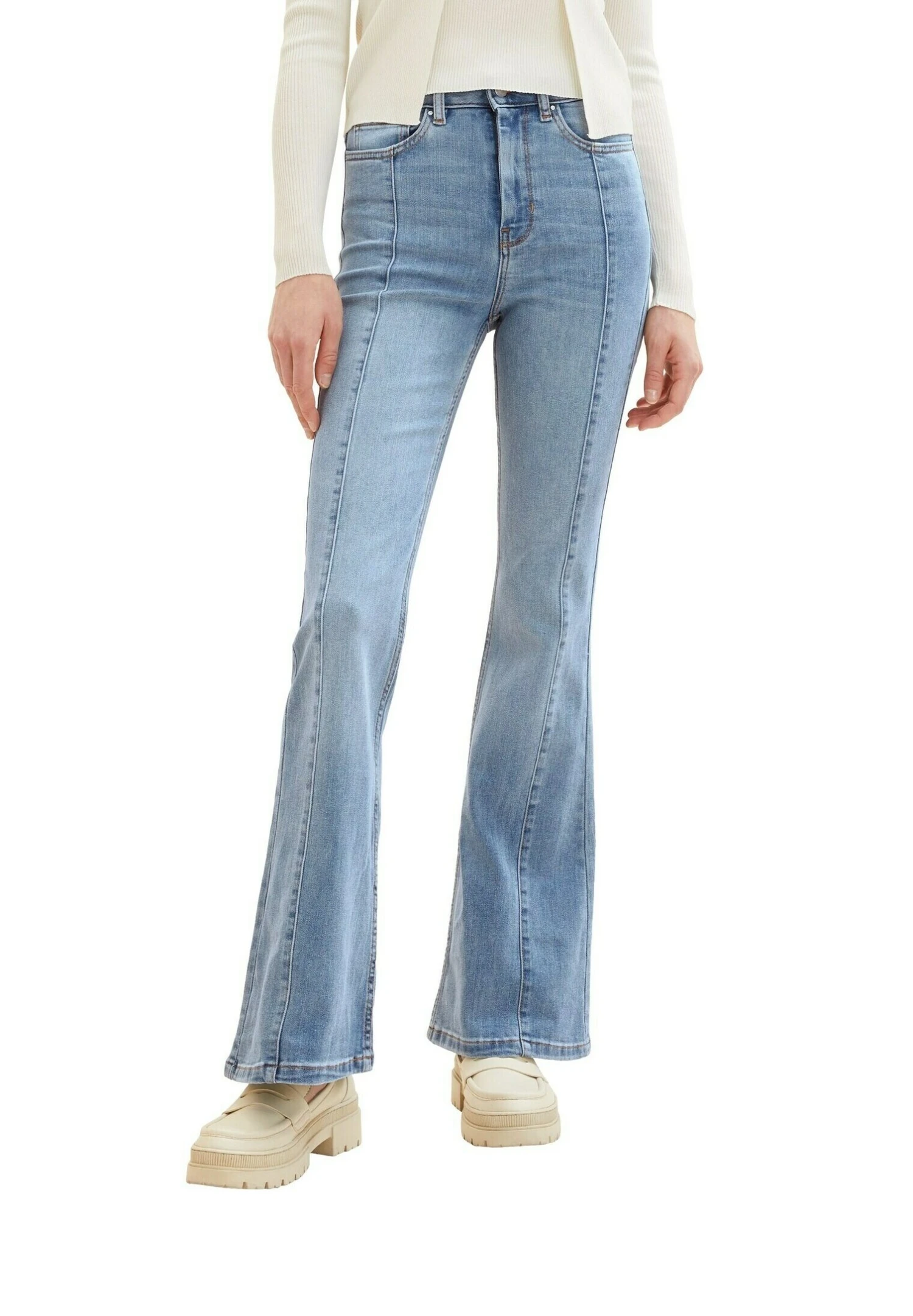 TOM TAILOR Denim Flared Jeans - Used Light Stone Blue Denim 8 TOM TAILOR Denim Flared Jeans - Used Light Stone Blue Denim - Afbeelding 8