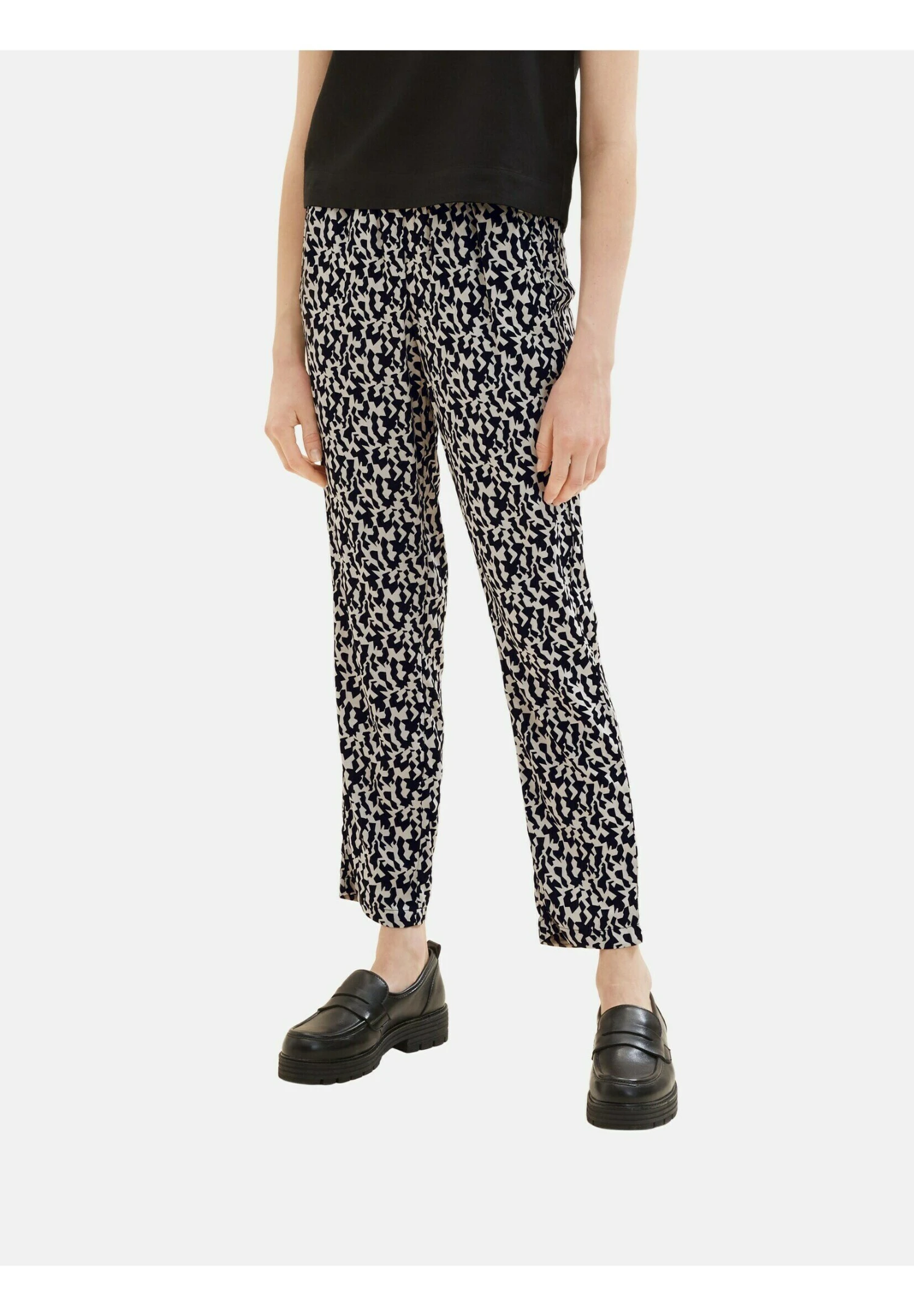 Tom Tailor Cropped - Broek - Black Small Abstract Design 1 Tom Tailor Cropped - Broek - Black Small Abstract Design