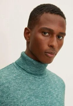 Tom Tailor Melierter Rollkragen- Trui - Dark Mallard Green Melange -Tom Tailor 3d5767ecd0fa4670b805b31f763275ab