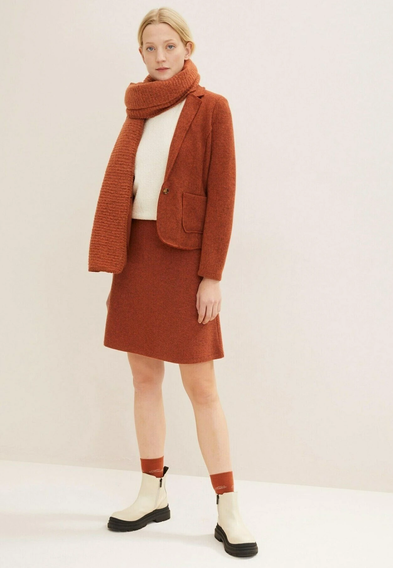 Tom Tailor Mit Struktur - A-Lijn Rok - Canyon Sunset Red Melange 5 Tom Tailor Mit Struktur - A-Lijn Rok - Canyon Sunset Red Melange - Afbeelding 5