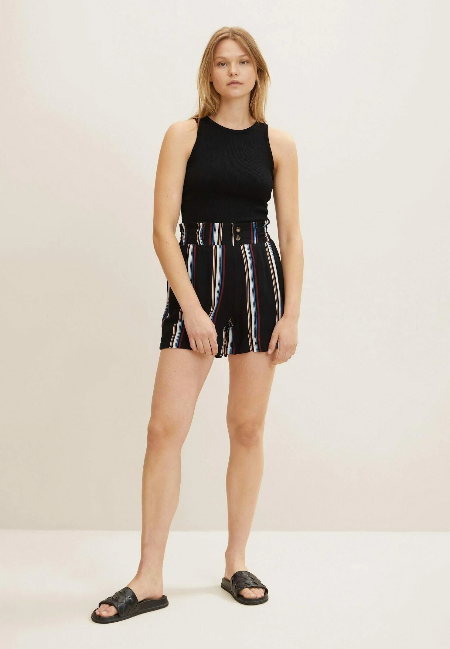 TOM TAILOR Denim Shorts - Black Creme Stripe 2 TOM TAILOR Denim Shorts - Black Creme Stripe - Afbeelding 2