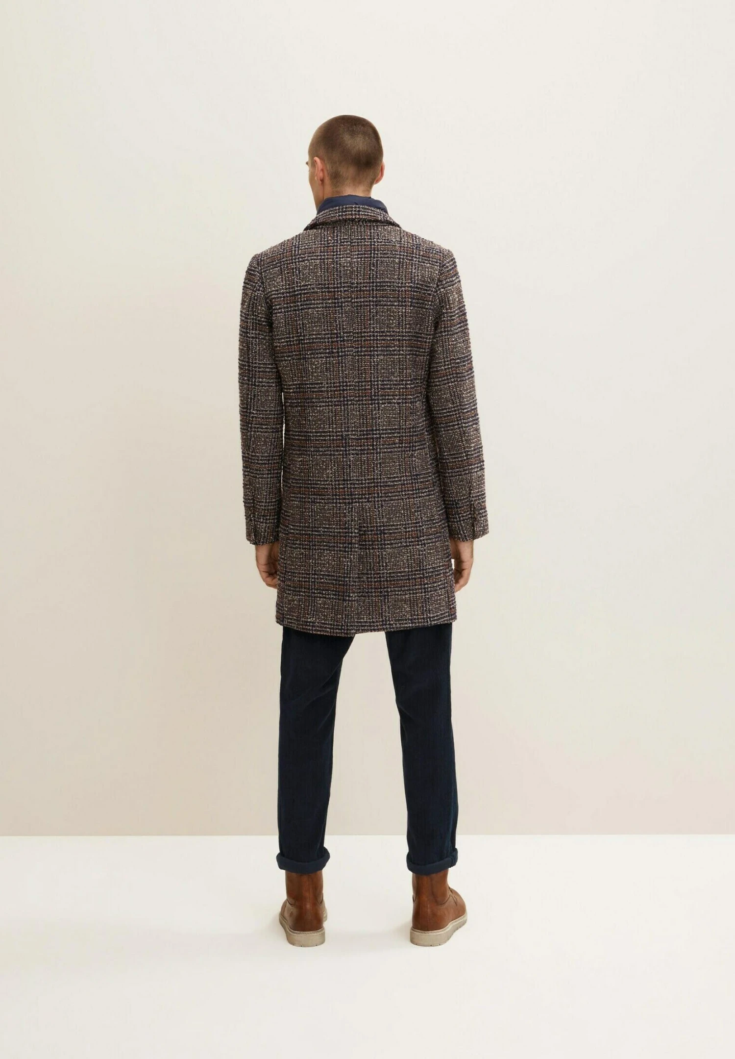 Tom Tailor Mantel - Blue Brown Boucle Wool Check 3 Tom Tailor Mantel - Blue Brown Boucle Wool Check - Afbeelding 3