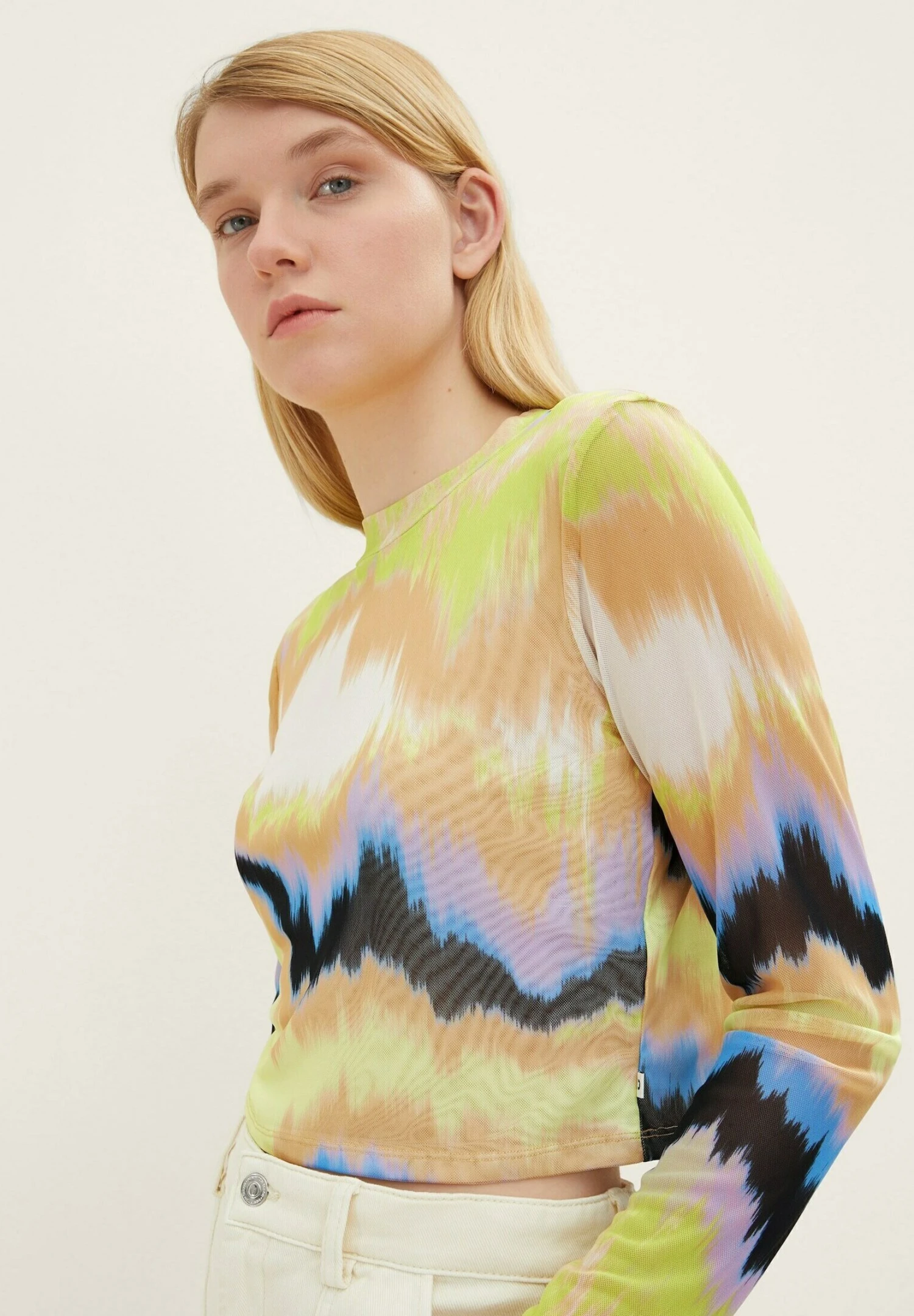 TOM TAILOR Denim Cropped - Longsleeve - New Batik Print 4 TOM TAILOR Denim Cropped - Longsleeve - New Batik Print - Afbeelding 4