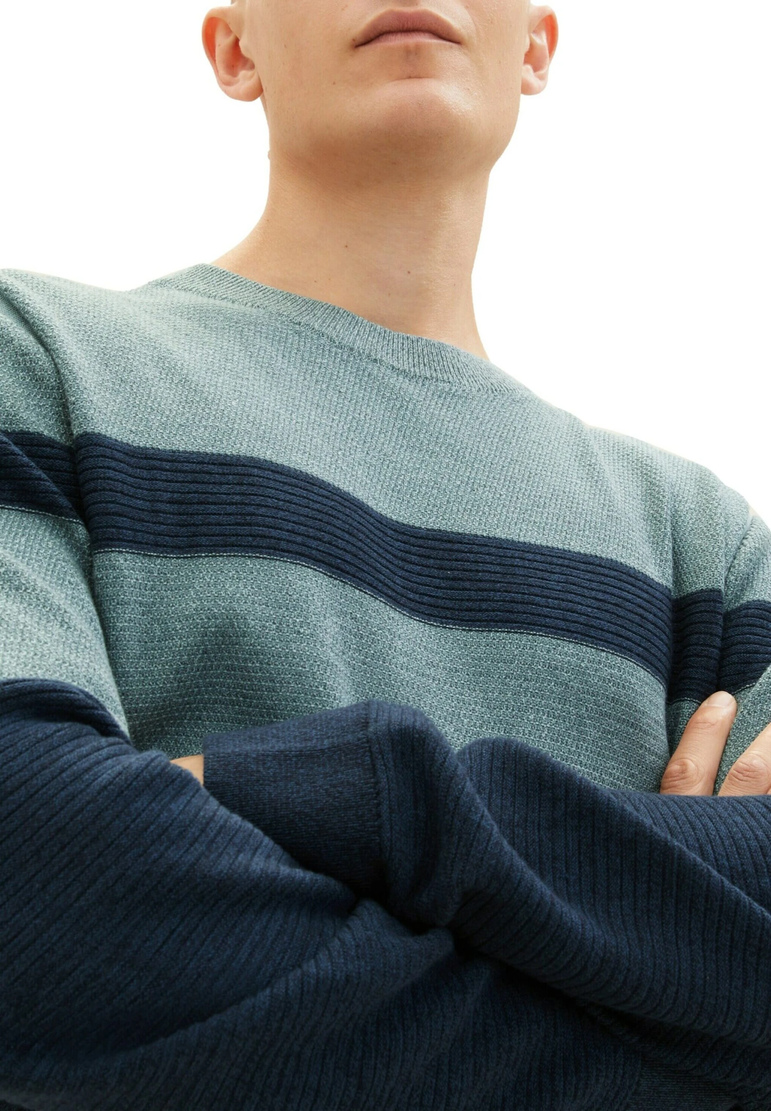 Tom Tailor Trui - Teal Navy Multi Structure 4 Tom Tailor Trui - Teal Navy Multi Structure - Afbeelding 4