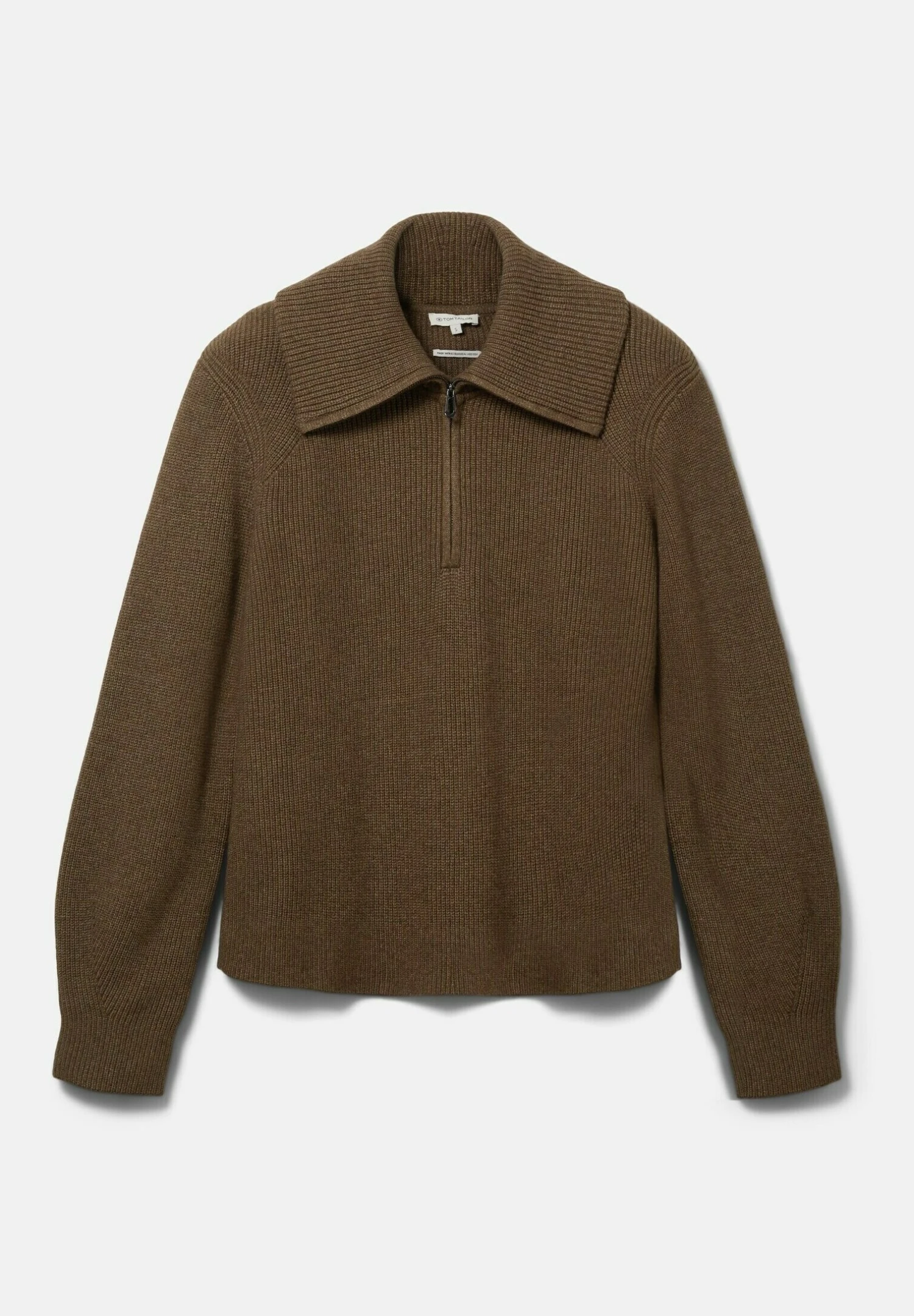 Tom Tailor Mit Troyer Kragen - Trui - Tarmac Khaki Melange 8 Tom Tailor Mit Troyer Kragen - Trui - Tarmac Khaki Melange - Afbeelding 8