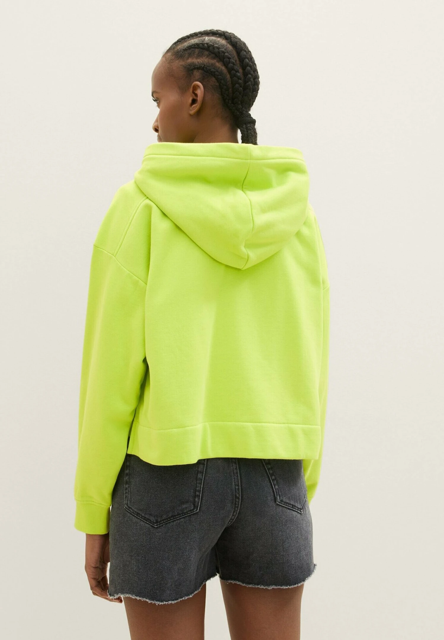TOM TAILOR Denim Cropped - Sweater Met Rits - Neon Lime 3 TOM TAILOR Denim Cropped - Sweater Met Rits - Neon Lime - Afbeelding 3