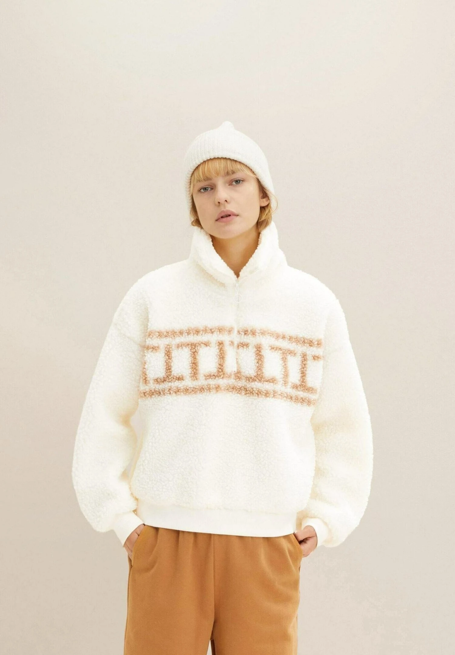 TOM TAILOR Denim Sweater - Gardenia White 1 TOM TAILOR Denim Sweater - Gardenia White