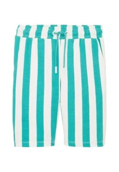 Tom Tailor Gestreifte- Shorts - Green Beige Vertical Stripe