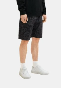 TOM TAILOR Denim Shorts - Black Bubble Wording Print