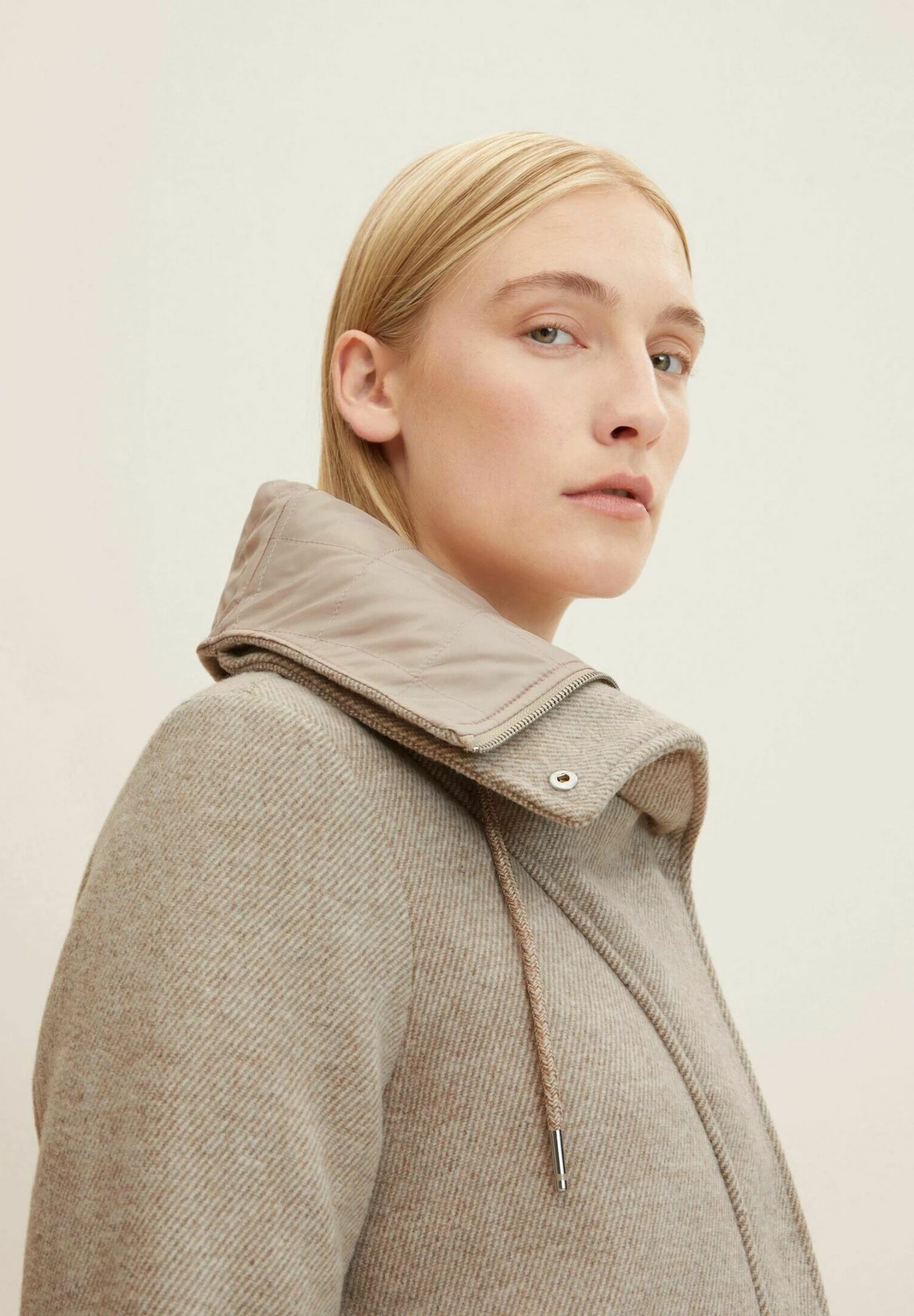 Tom Tailor Mantel - Offwhite Beige Twill Structure 4 Tom Tailor Mantel - Offwhite Beige Twill Structure - Afbeelding 4