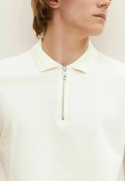Tom Tailor Mit Struktur  - Poloshirt - Light Beige Structured Stripe -Tom Tailor 4aa77f5934e943e39060be073ea98e2b
