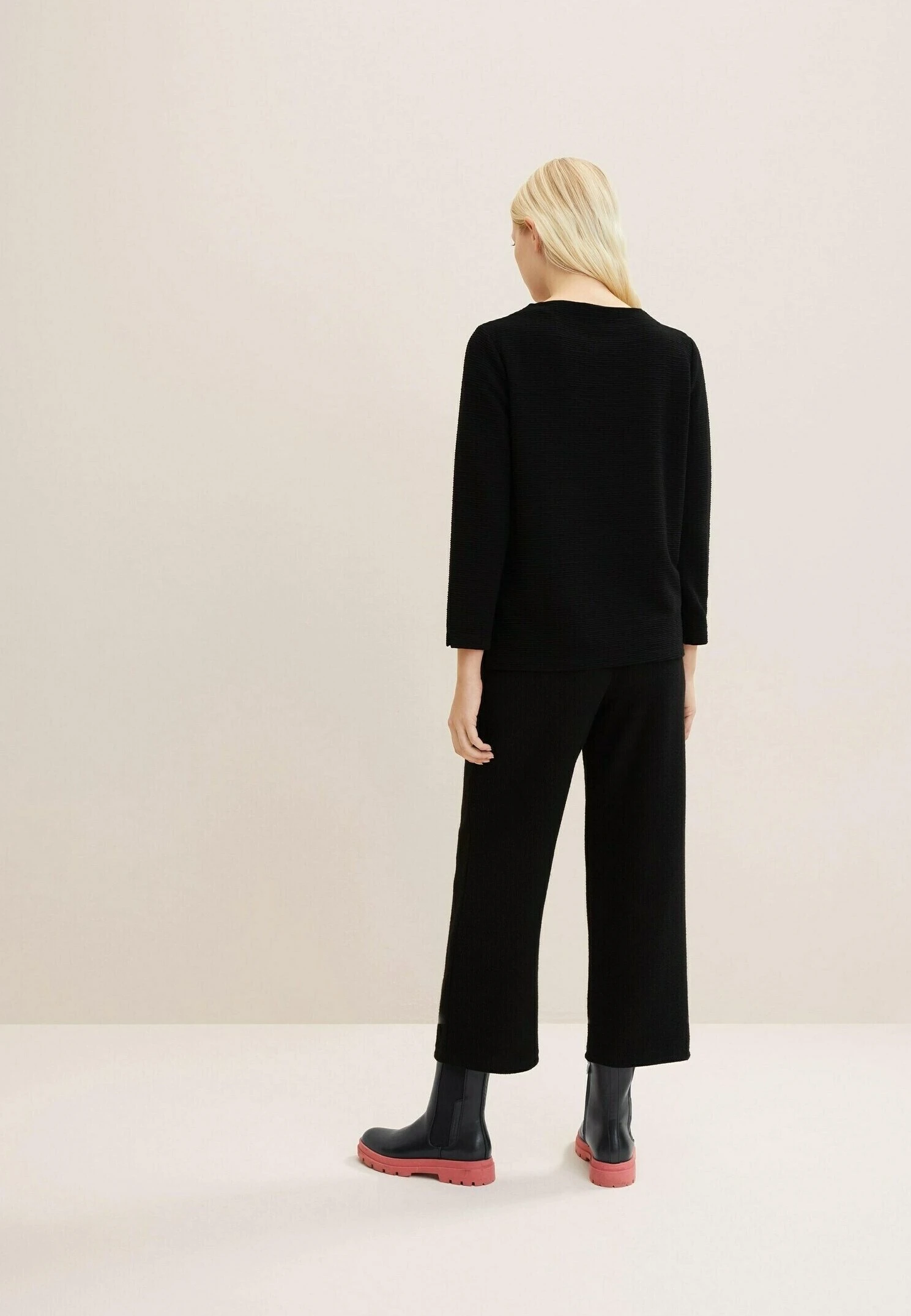 Tom Tailor Mit Ottoman Struktur - Longsleeve - Deep Black 3 Tom Tailor Mit Ottoman Struktur - Longsleeve - Deep Black - Afbeelding 3