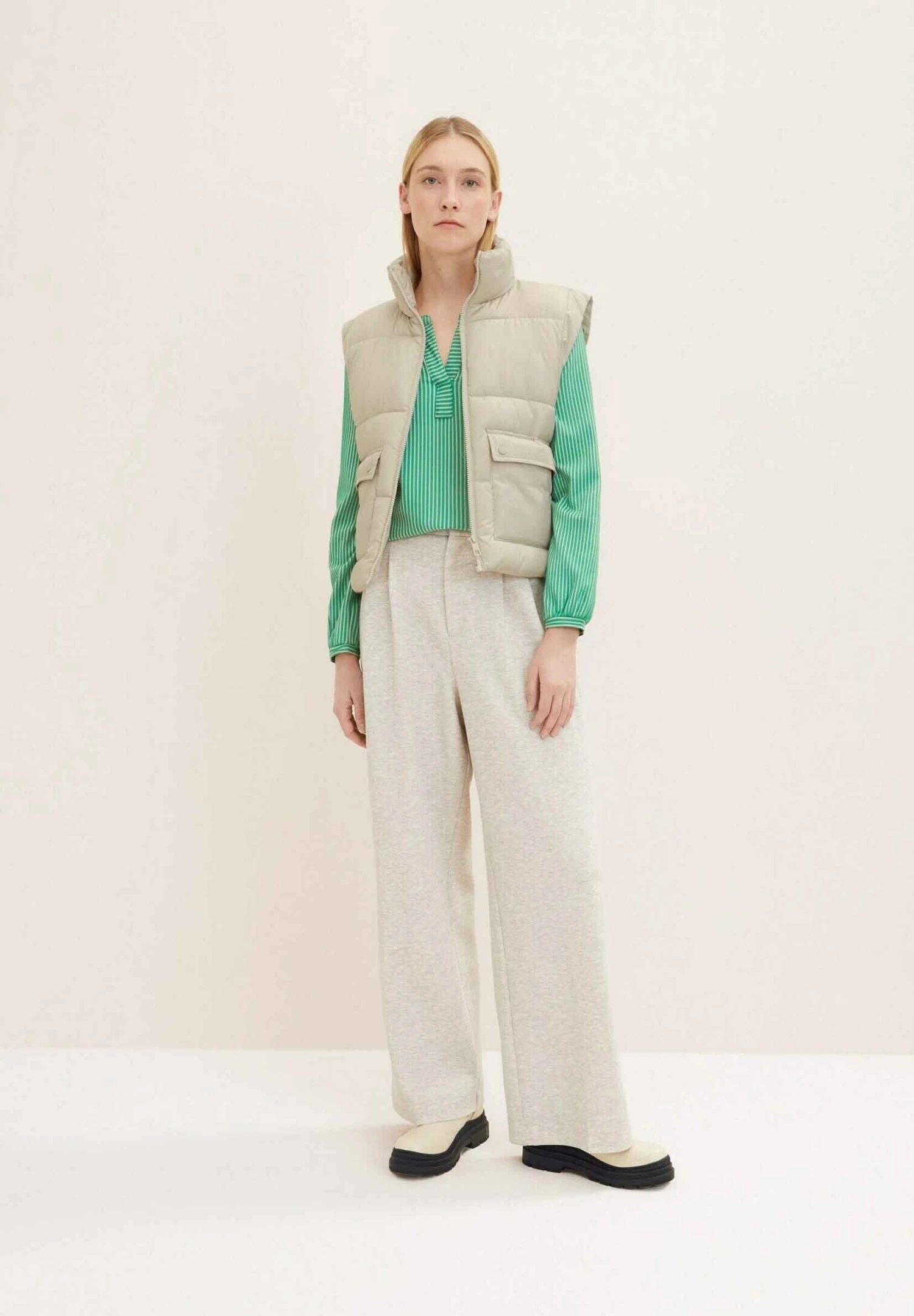 Tom Tailor Stripe - Blouse - Green White Thin Stripe 2 Tom Tailor Stripe - Blouse - Green White Thin Stripe - Afbeelding 2