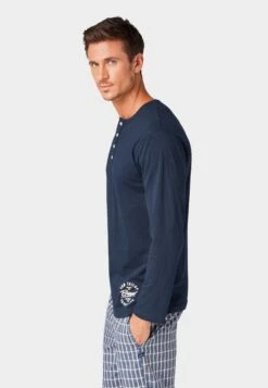 Tom Tailor Pijama - Pyjamashirt - Blue-Dark-Solide -Tom Tailor 4bd8af7ea79740a1b0abfa34677967bb