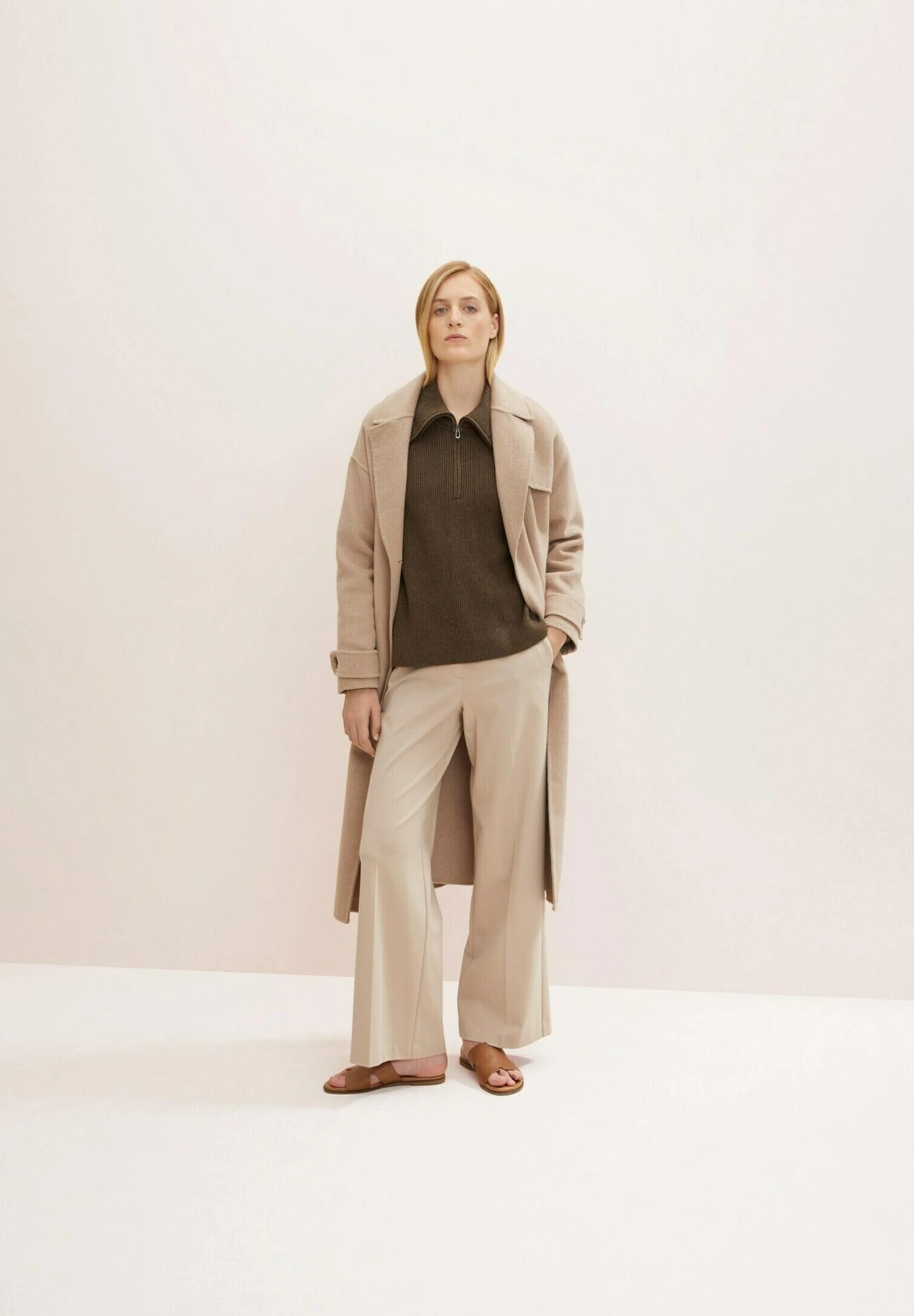 Tom Tailor Mit Troyer Kragen - Trui - Tarmac Khaki Melange 2 Tom Tailor Mit Troyer Kragen - Trui - Tarmac Khaki Melange - Afbeelding 2