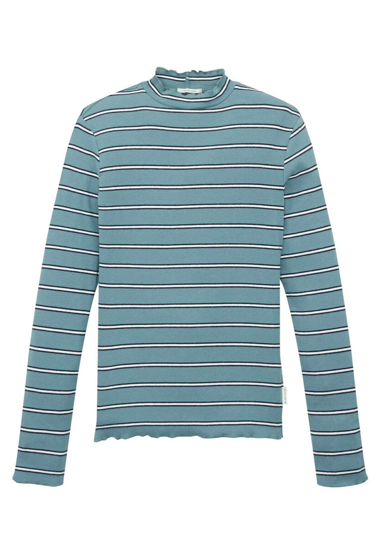 Tom Tailor Langarm - Longsleeve - Green Navy White Stripe 1 Tom Tailor Langarm - Longsleeve - Green Navy White Stripe