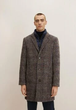 Tom Tailor Mantel - Blue Brown Boucle Wool Check