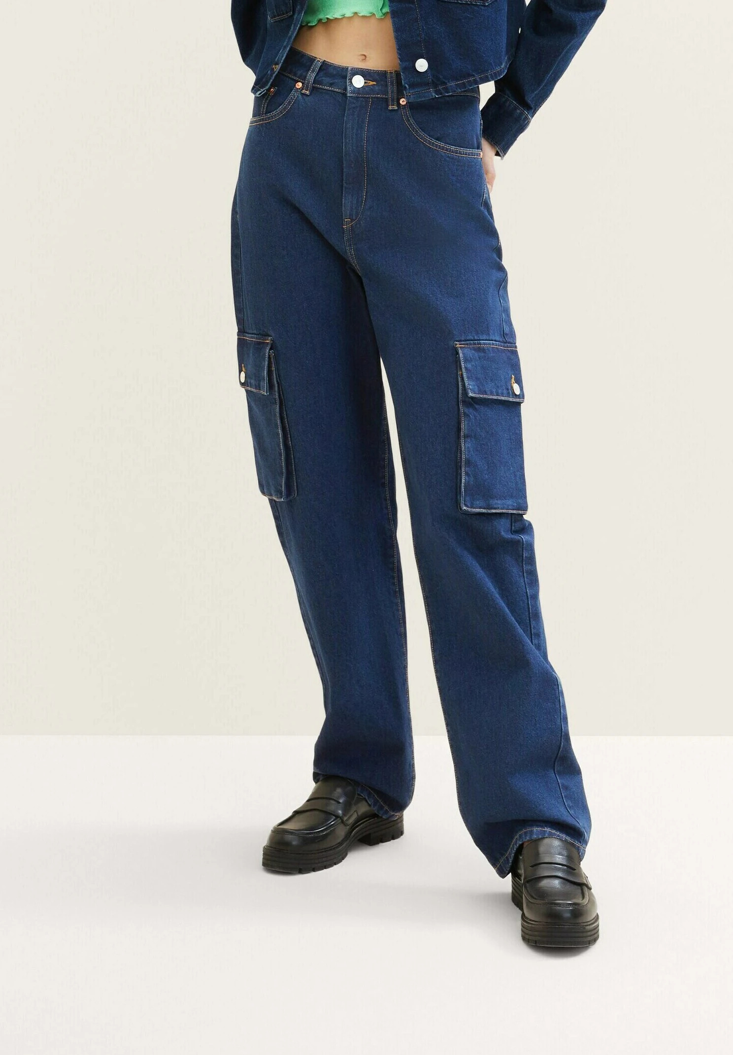 TOM TAILOR Denim Baggy - Straight Leg Jeans - Clean Dark Stone Blue Denim 1 TOM TAILOR Denim Baggy - Straight Leg Jeans - Clean Dark Stone Blue Denim