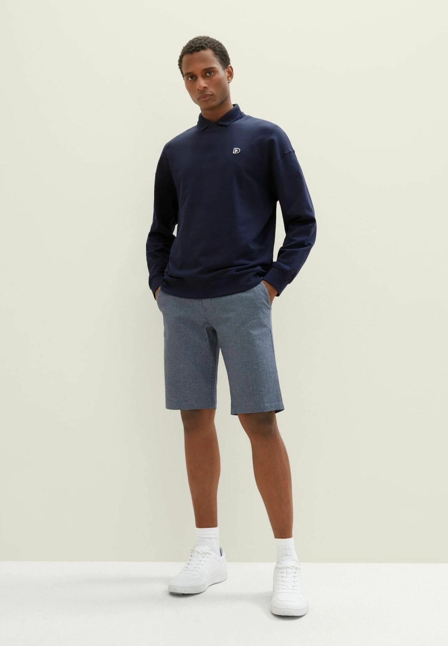 Tom Tailor Bermuda - Shorts - Navy White Yarn Dye Check 7 Tom Tailor Bermuda - Shorts - Navy White Yarn Dye Check - Afbeelding 7