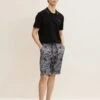 TOM TAILOR Denim Shorts - Grey Big Watery Leaves Print