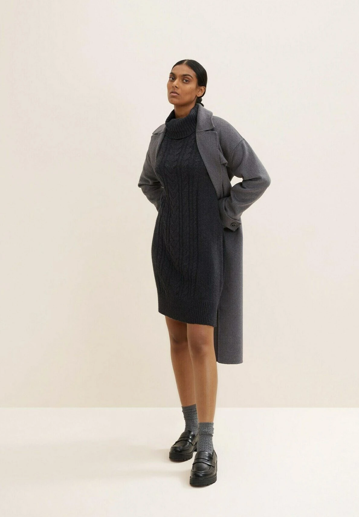 Tom Tailor In Midilänge - Gebreide Jurk - Evident Anthracite Melange 2 Tom Tailor In Midilänge - Gebreide Jurk - Evident Anthracite Melange - Afbeelding 2