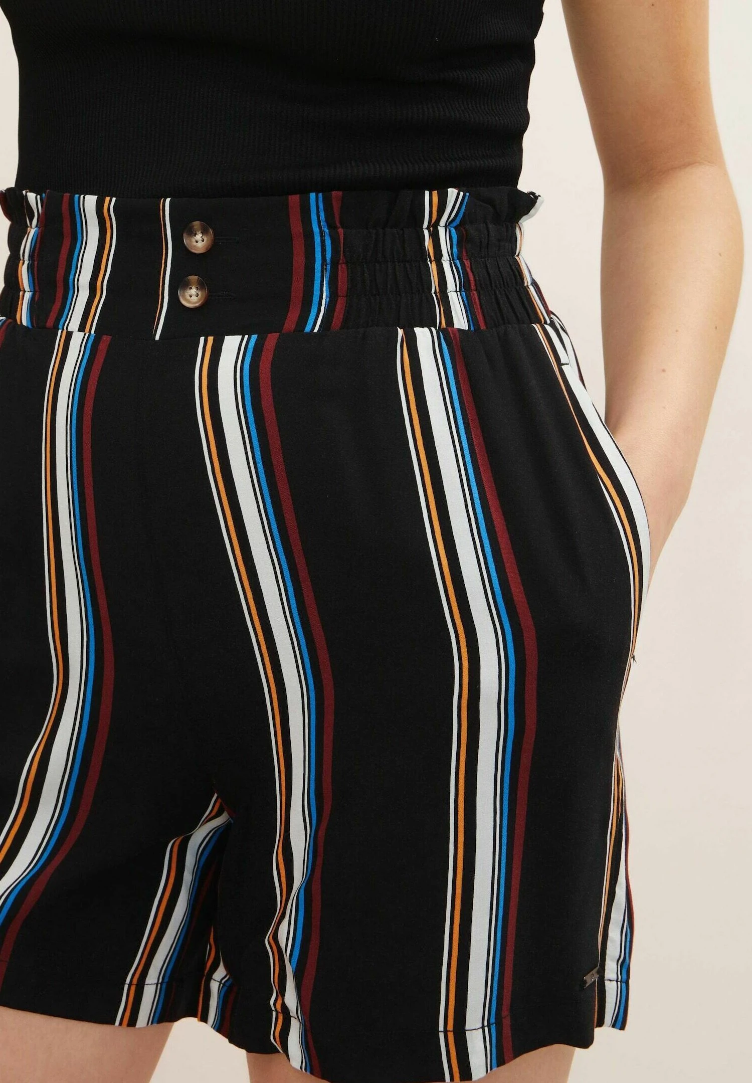 TOM TAILOR Denim Shorts - Black Creme Stripe 5 TOM TAILOR Denim Shorts - Black Creme Stripe - Afbeelding 5