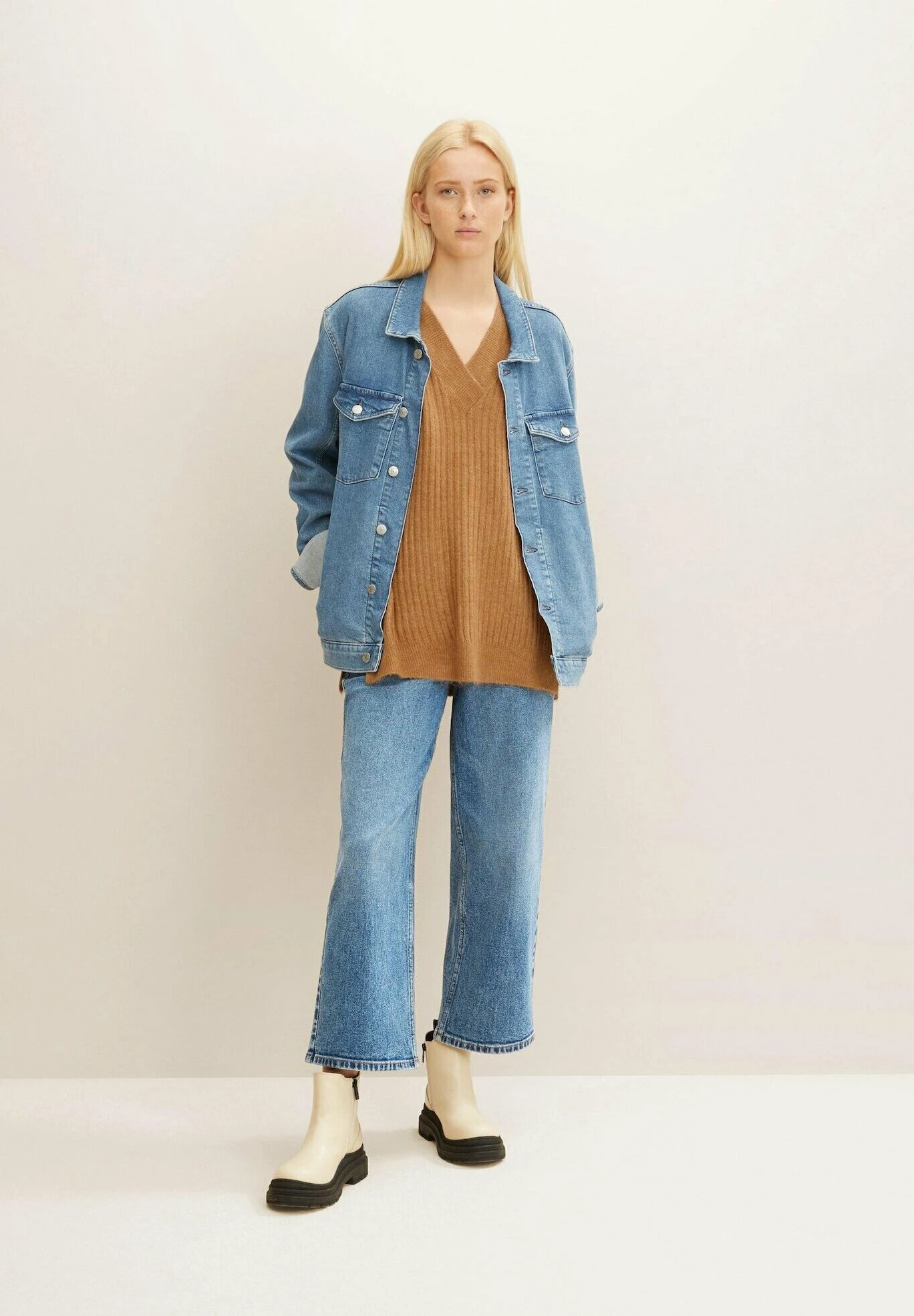 TOM TAILOR Denim Langer- Trui - Hay Beige Melange 2 TOM TAILOR Denim Langer- Trui - Hay Beige Melange - Afbeelding 2