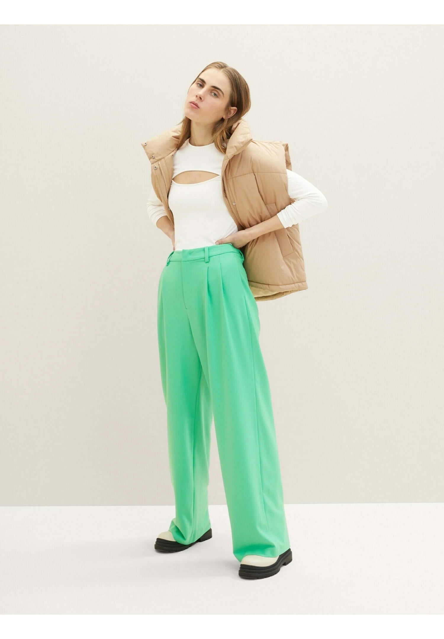 TOM TAILOR Denim Langarmshirt Mit Cut Out - Longsleeve - Gardenia White 2 TOM TAILOR Denim Langarmshirt Mit Cut Out - Longsleeve - Gardenia White - Afbeelding 2