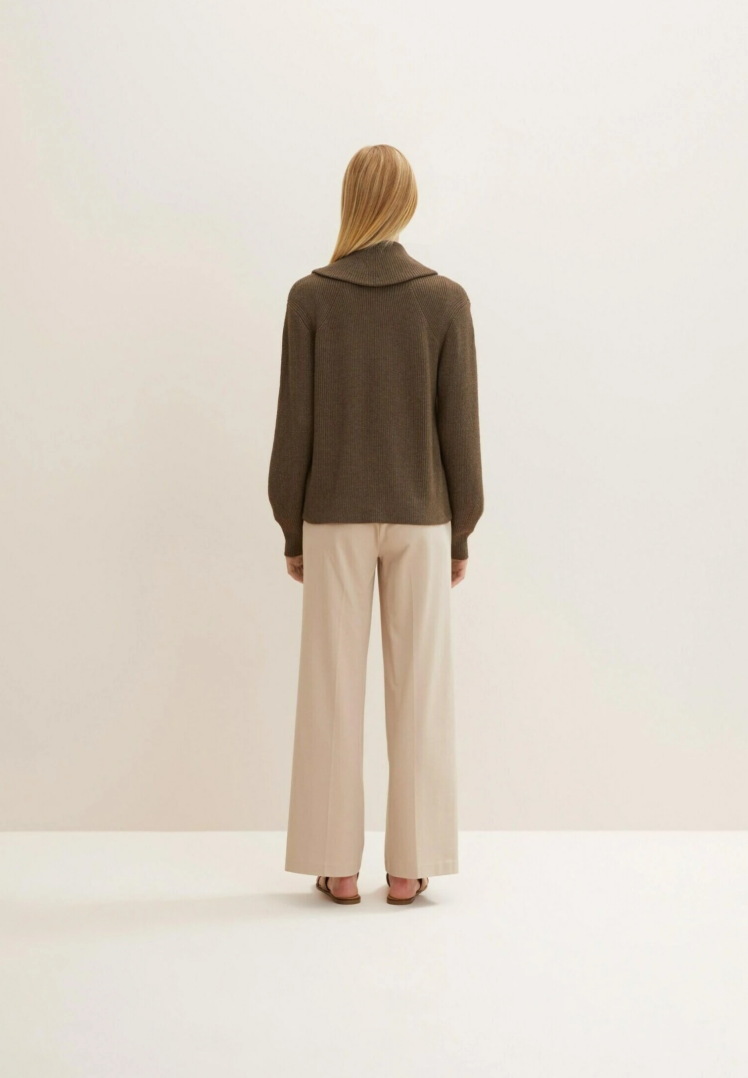 Tom Tailor Mit Troyer Kragen - Trui - Tarmac Khaki Melange 3 Tom Tailor Mit Troyer Kragen - Trui - Tarmac Khaki Melange - Afbeelding 3