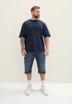Tom Tailor Plus Overknee - Jeansshort - Used Dark Stone Blue Denim -Tom Tailor 5beec260cb4b4e4092ef25a394cf3771
