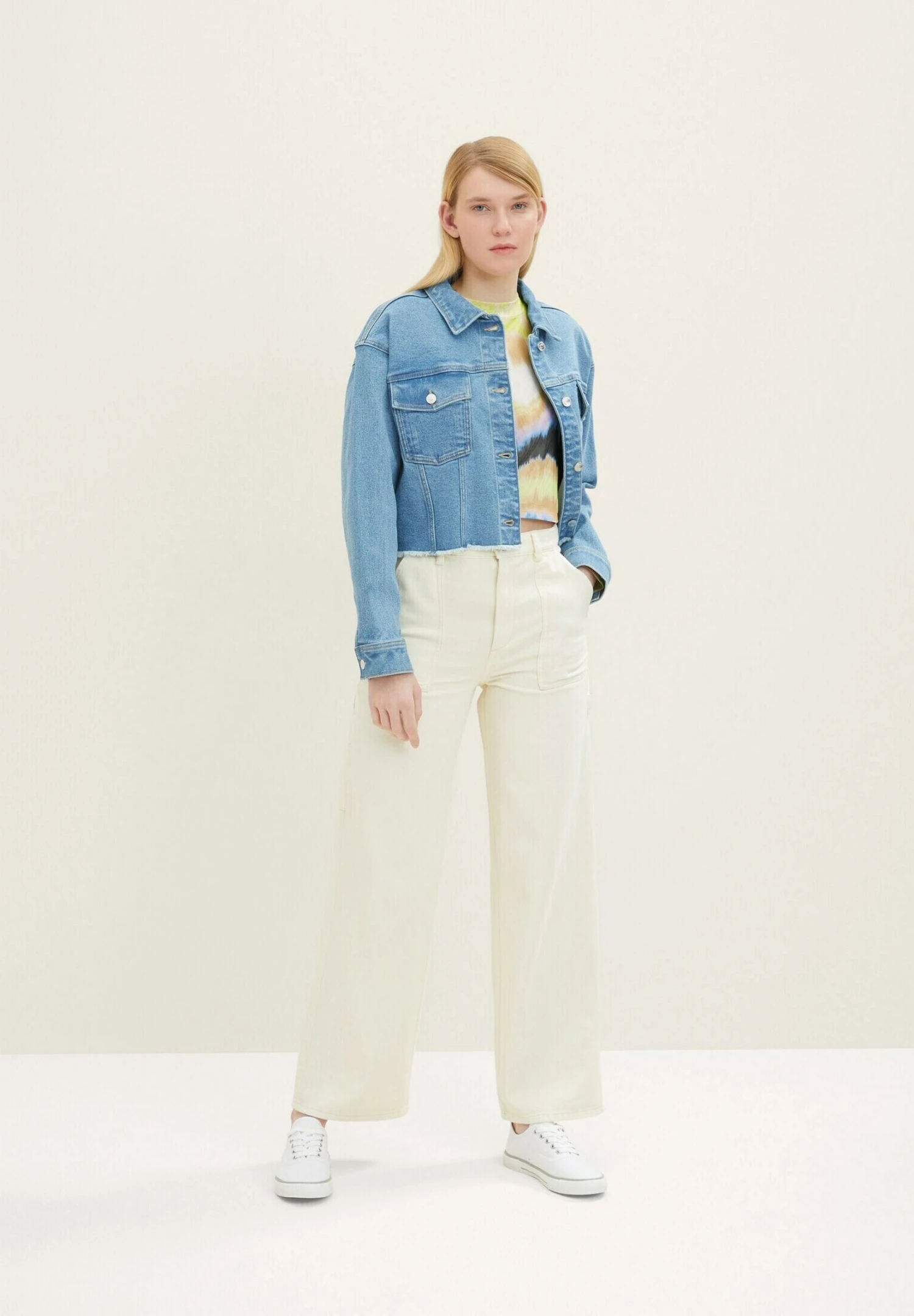 TOM TAILOR Denim Cropped - Longsleeve - New Batik Print 2 TOM TAILOR Denim Cropped - Longsleeve - New Batik Print - Afbeelding 2