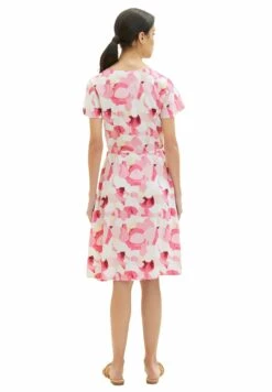 Tom Tailor Midi Mit Stoffgürtel - Jurk - Pink Shapes Design -Tom Tailor 5fa098645c78480b9bc221962d4e5b30
