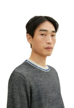Tom Tailor Trui - Navy White Knit Structure -Tom Tailor 612d2cc4cf9a478993e0190349d7c3f1