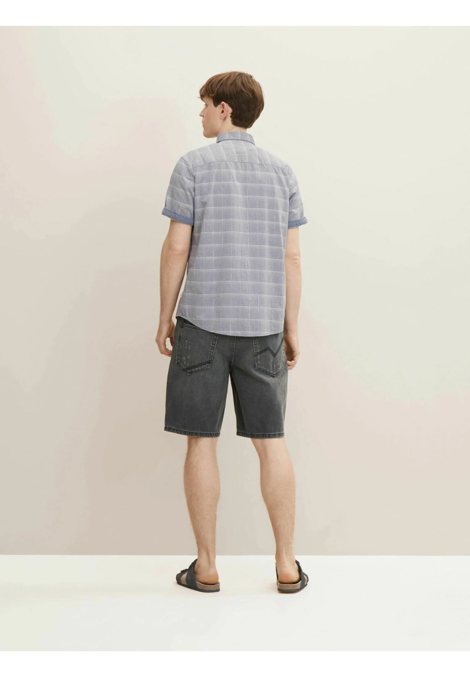 Tom Tailor Overhemd - Navy White Chambray Check 3 Tom Tailor Overhemd - Navy White Chambray Check - Afbeelding 3