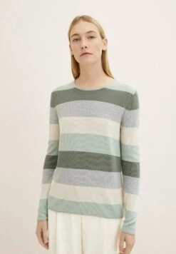 Tom Tailor Mit Rundhalsausschnitt - Trui - Green Knit Stripe