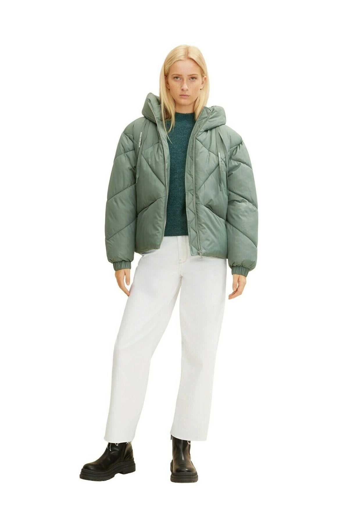 TOM TAILOR Denim Cosy Mock Neck - Trui - Green Dust Melange 11 TOM TAILOR Denim Cosy Mock Neck - Trui - Green Dust Melange - Afbeelding 11