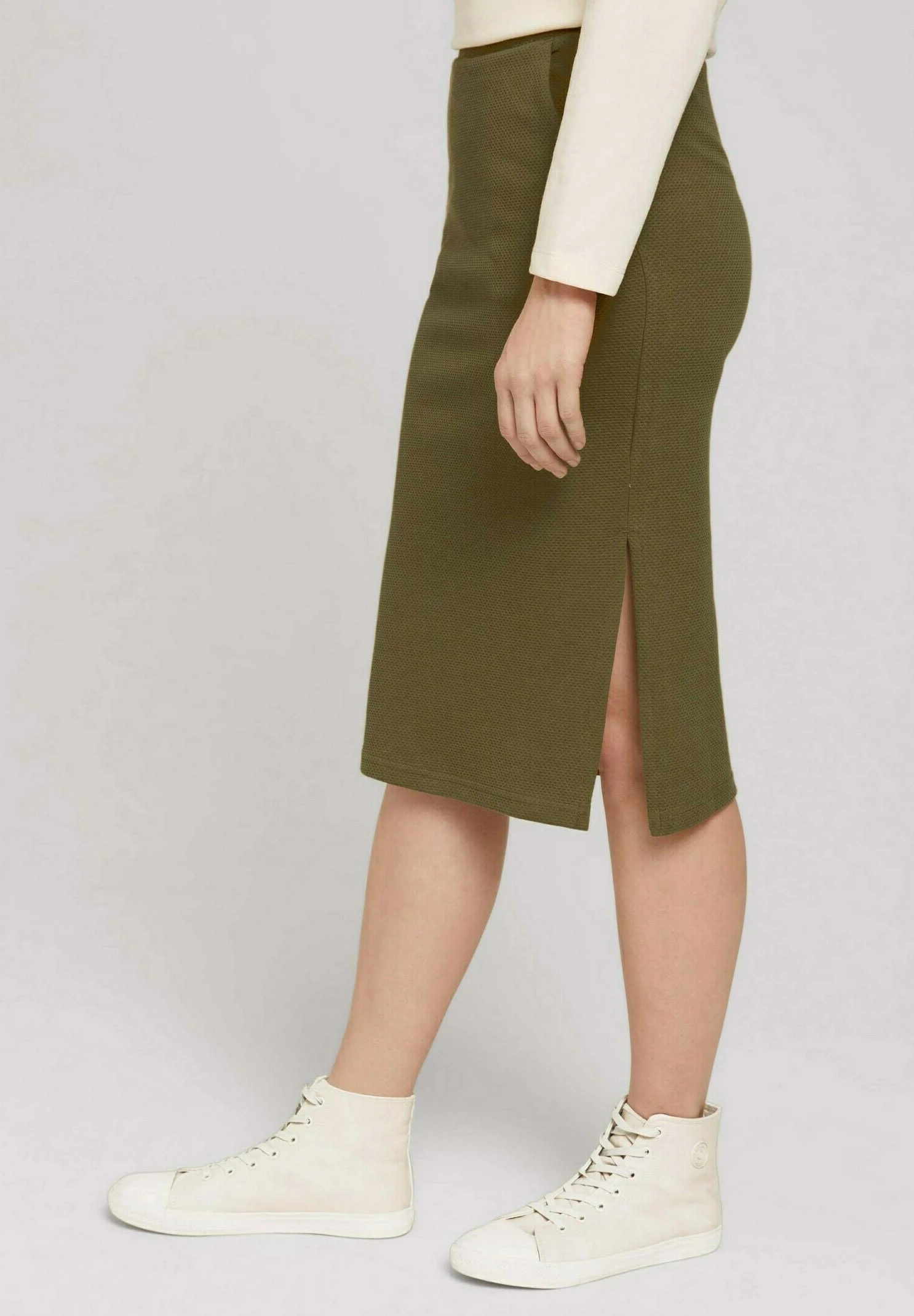 Tom Tailor Structured - Kokerrok - Strong Olive 4 Tom Tailor Structured - Kokerrok - Strong Olive - Afbeelding 4