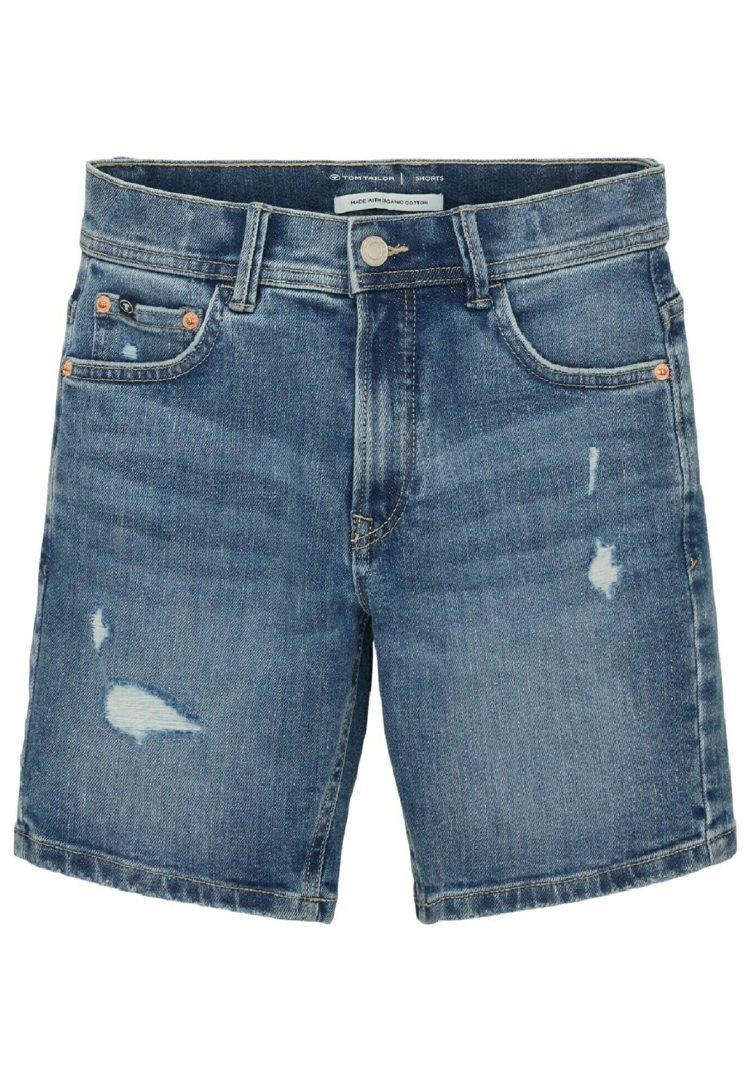 Tom Tailor Im Used-Look - Jeansshort - Destroyed Mid Stone Blue Denim 1 Tom Tailor Im Used-Look - Jeansshort - Destroyed Mid Stone Blue Denim