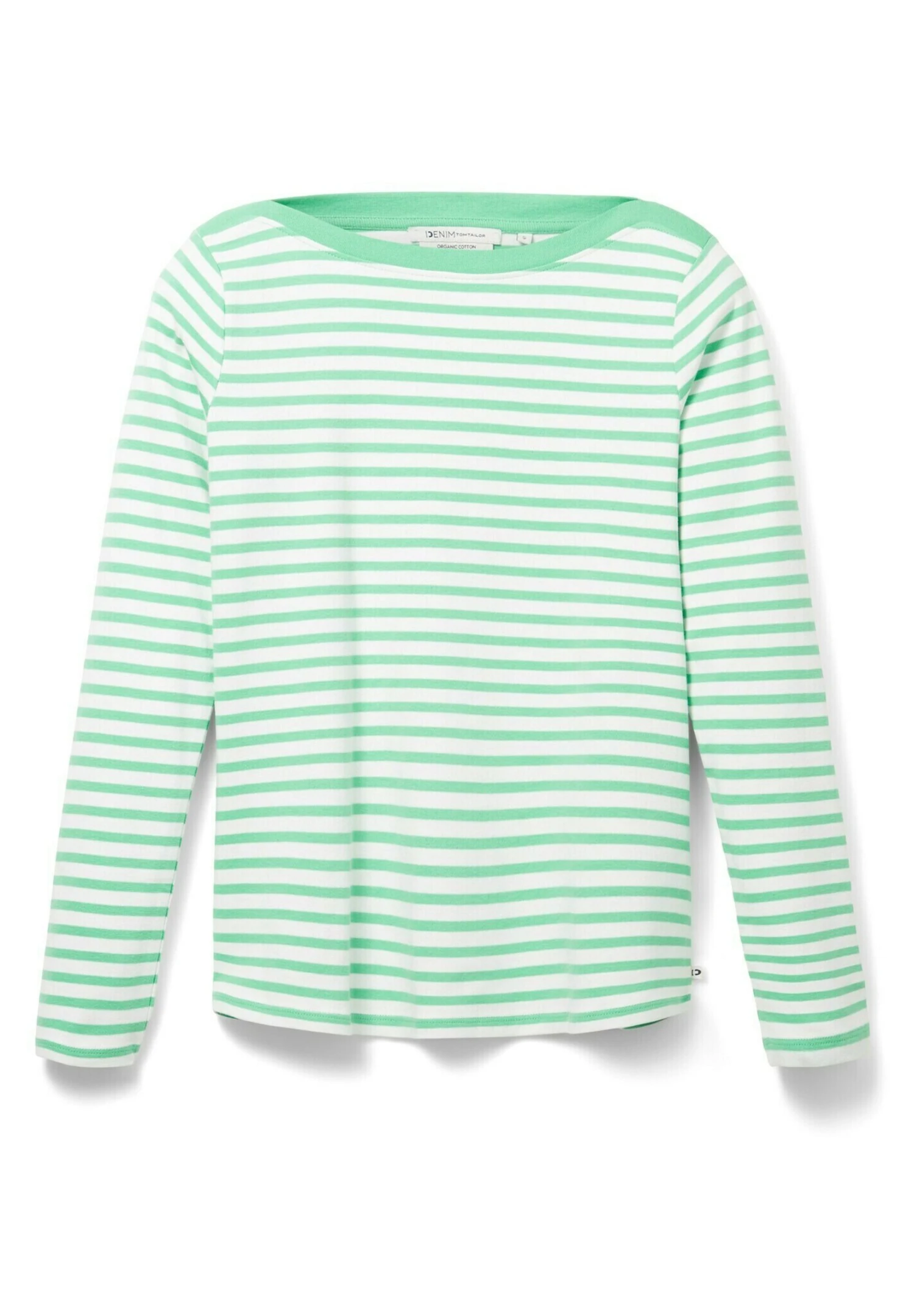 TOM TAILOR Denim Contrast Neck - Longsleeve - White Green Stripe 20 TOM TAILOR Denim Contrast Neck - Longsleeve - White Green Stripe - Afbeelding 20
