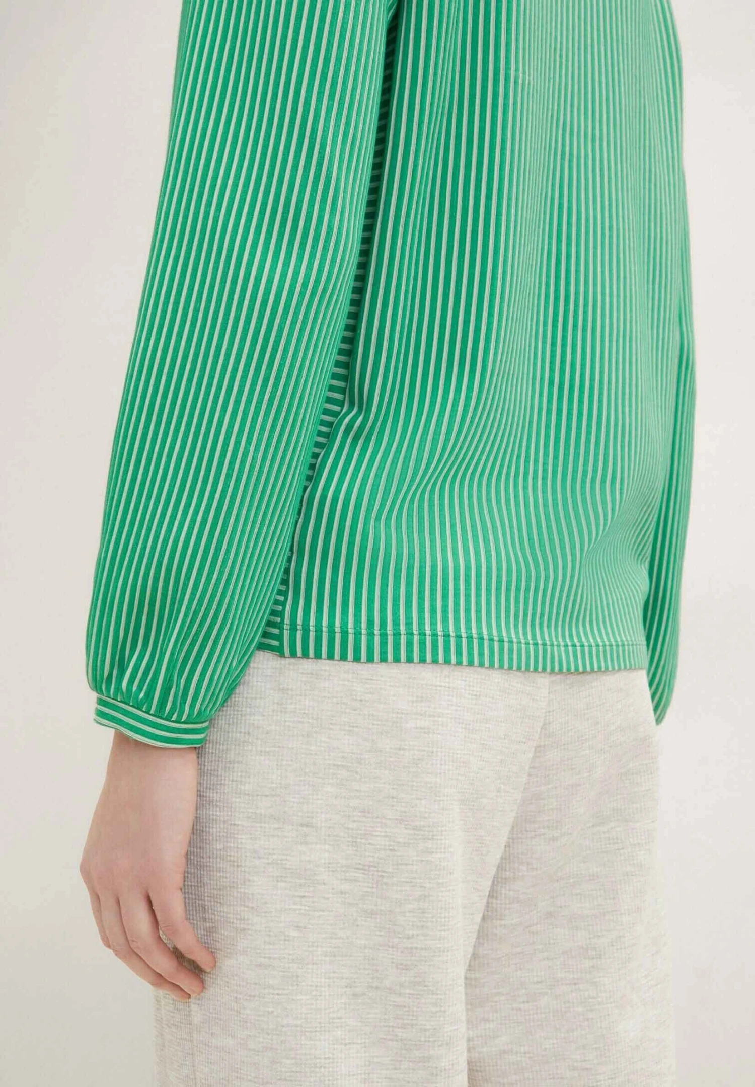 Tom Tailor Stripe - Blouse - Green White Thin Stripe 4 Tom Tailor Stripe - Blouse - Green White Thin Stripe - Afbeelding 4