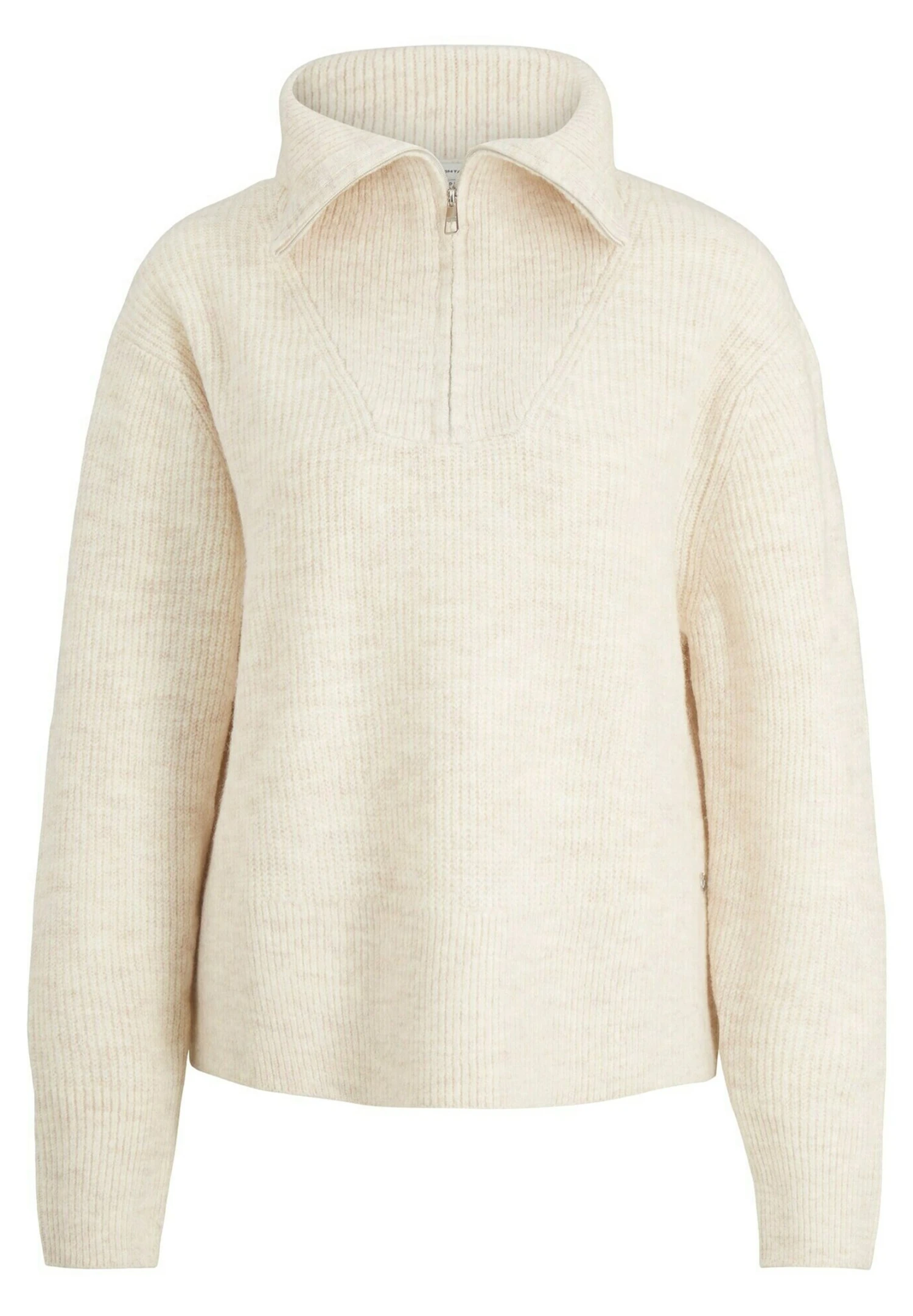 TOM TAILOR Denim Mit Troyer Kragen - Trui - Creme Beige Melange 5 TOM TAILOR Denim Mit Troyer Kragen - Trui - Creme Beige Melange - Afbeelding 5