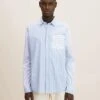TOM TAILOR Denim Relaxed Patchwork - Overhemd - Blue Stripe Mix Design