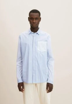 TOM TAILOR Denim Relaxed Patchwork - Overhemd - Blue Stripe Mix Design