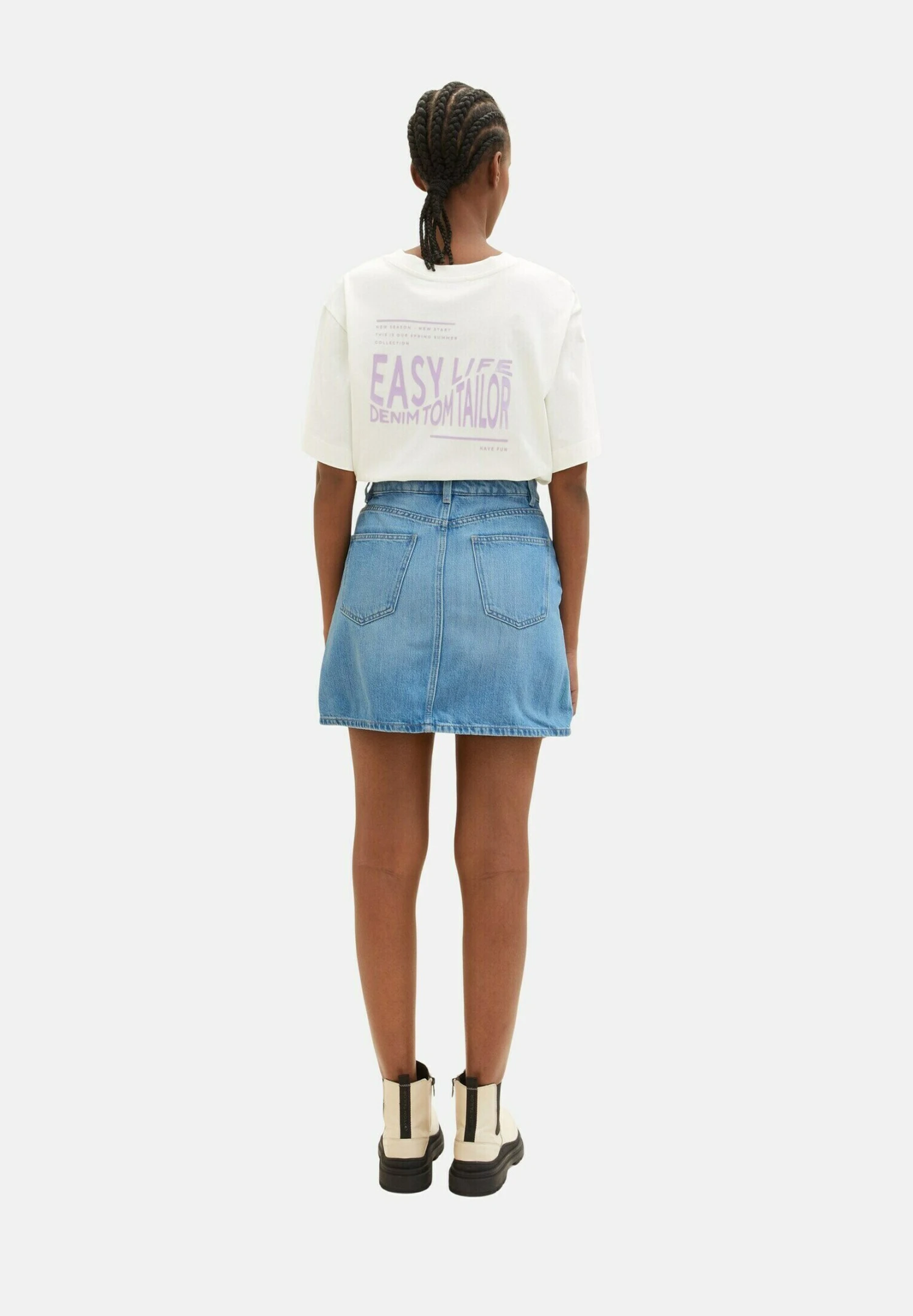 TOM TAILOR Denim A-Lijn Rok - Light Stone Bright Blue Denim 3 TOM TAILOR Denim A-Lijn Rok - Light Stone Bright Blue Denim - Afbeelding 3