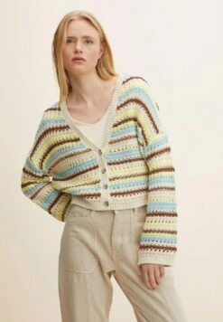 TOM TAILOR Denim Mit Grober Struktur - Vest - Blue Creme Brown Stripe